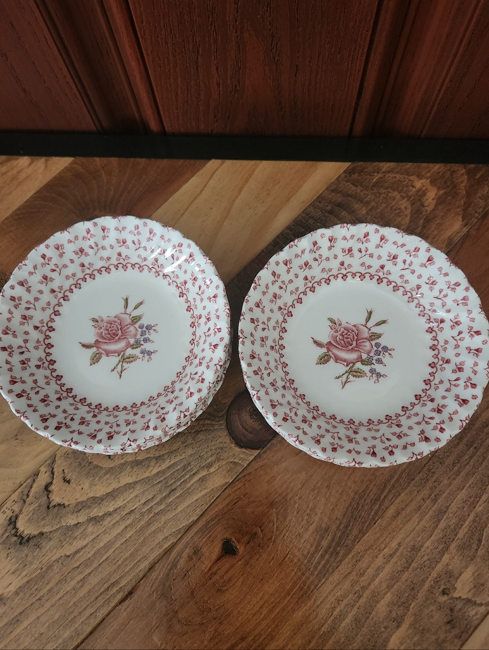 Vintage Johnson Bros Scalloped Pink Rose Small Bowls Lot Of 8 Made In England
